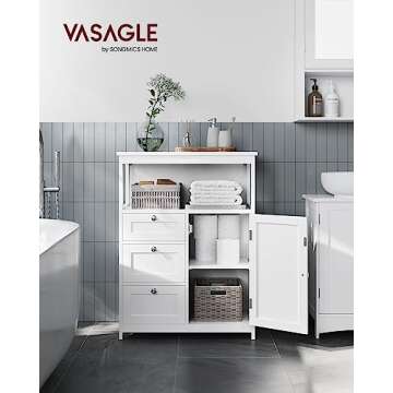VASAGLE Bathroom Floor Storage Cabinet – Space-Saving Solution with Style