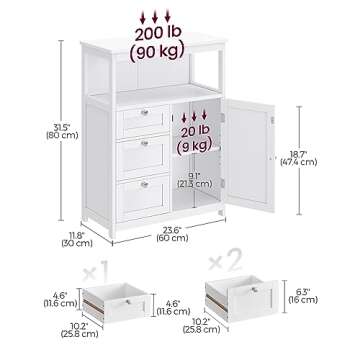 VASAGLE Bathroom Floor Storage Cabinet – Freestanding Storage Unit