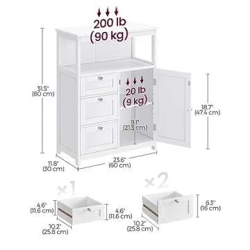 VASAGLE Bathroom Floor Storage Cabinet – Freestanding Storage Unit