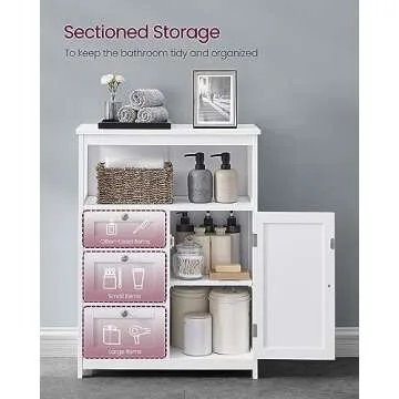 VASAGLE Bathroom Floor Storage Cabinet – Freestanding Storage Unit