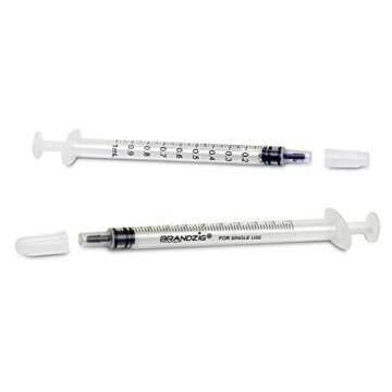1ml Syringe with Cap (100 Pack) | Oral Dispenser Without Needle, Luer Slip Tip, | Individually Wrapp...