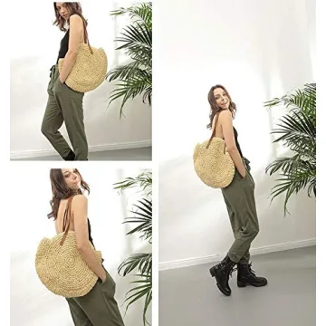 Ayliss Women Handmade Straw Beach Tote Bag Large Stylish