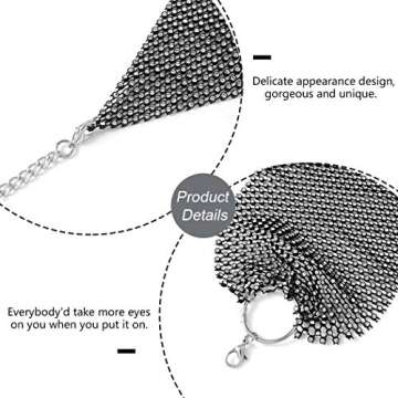 Reetan Crystal Body Chain Black Elastic Mesh Bikini Chest Chains Fashion Crop Tops Nightclub Body Jewelry Accessories for Women and Girls