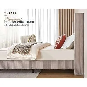 VanAcc Queen Size Platform Bed Frame with Tufted Headboard