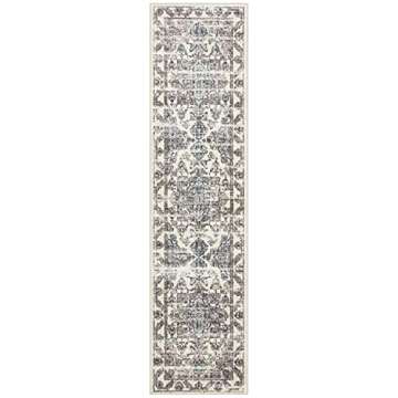 Maples Rugs Distressed Tapestry Non-Slip Runner Rug - Perfect for Hallways & Entryways
