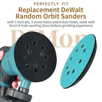 5 Inch 8 Hole Orbital Sander Hook & Loop Backing Pad Replacement for Porter Cable DeWalt and Hitachi Rando