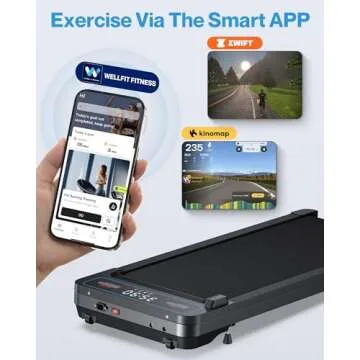 WELLFIT Incline Under Desk Walking Pad: Voice Controlled Smart Treadmill for Home Office