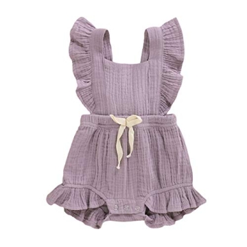YOUNGER TREE Toddler Baby Girl Ruffled Sleeveless Romper Casual Summer Jumpsuit Cotton Linen Clothes...