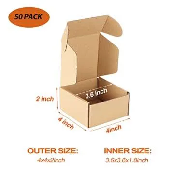 PHAREGE 4x4x2 inch Shipping Boxes Bulk 50 Pack Brown, Tab Lock Tuck Top Mailer Boxes for Packaging Small Business, Small Cardboard Gift Boxes for Wrapping Mailing Present