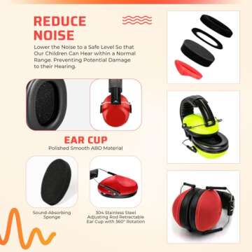 Jozy Noise Canceling Headphones for Kids, SNR 26dB Ear Protection for Autism, Sound Proof Sensory Muffs for Hearing, Concerts