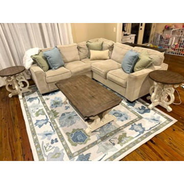 Green Oushak Rug for Modern and Vintage Decor