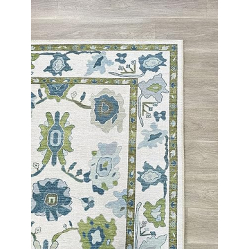 Green Oushak Rug for Modern and Vintage Decor