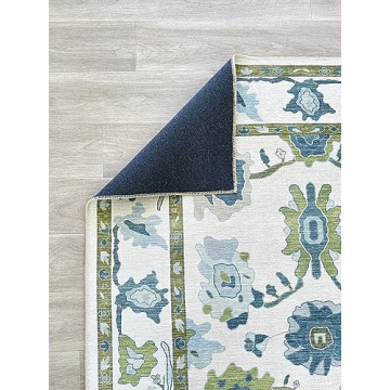 Green Oushak Rug for Modern and Vintage Decor