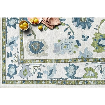 Green Oushak Rug for Modern and Vintage Decor