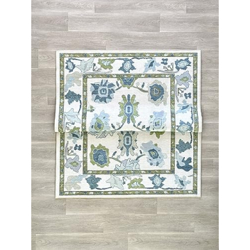 Green Oushak Rug for Modern and Vintage Decor