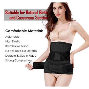 ChongErfei 2 in 1 Postpartum Belly Wrap Waist/Pelvis Belt C-Section Natural Birth Back Support Girdl...