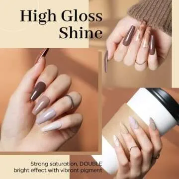 modelones Gel Nail Polish Set - 6 Colors Neutral Nude Brown Gel Polish All Seasons All Skin Tones Nail Gel Polish Kit Soak Off LED Nail Art Manicure DIY Salon Home Gift