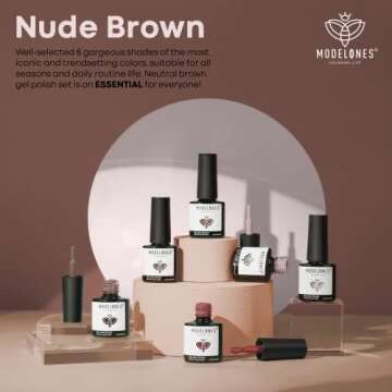 modelones Gel Nail Polish Set - 6 Colors Neutral Nude Brown Gel Polish All Seasons All Skin Tones Nail Gel Polish Kit Soak Off LED Nail Art Manicure DIY Salon Home Gift