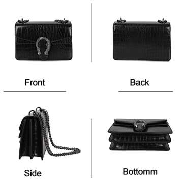 LUOFMISS Crossbody Bag Satchel Purse Snake Printed Handbag Shoulder Bag for Women - Leather Fashion Luxury Chain Purse