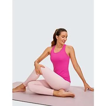 CRZ YOGA Women's Butterluxe Yoga Workout Tank Tops Racerback Sleeveless Camisole Athletic Gym Shirts Hibiscus Purple Medium