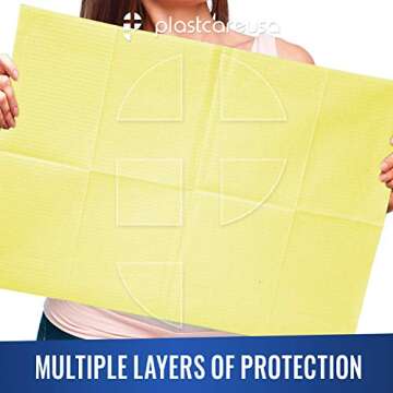 Disposable Dental Bibs 13"x18" - 3 Ply Waterproof Tattoo Bib Sheet for Patients - Dentist or Medical...