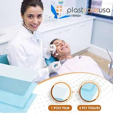 Disposable Dental Bibs 13"x18" - 3 Ply Waterproof Tattoo Bib Sheet for Patients - Dentist or Medical Tray Cover and Nail Table Cover Supplies, Yellow