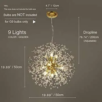 Qamra Modern Gold Crystal Chandelier for Dining & Living Rooms