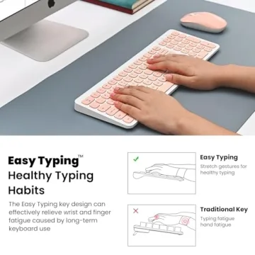 cimetech Wireless Keyboard and Mouse Combo, Compact Full Size Wireless Keyboard and Mouse Set Less Noise Keys 2.4G Ultra-Thin Sleek Design for Windows, Computer, PC, Notebook, Laptop - Bright Pink