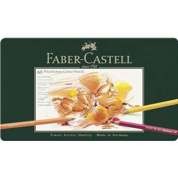 Faber-Castel 110060 Polychromos Colored Pencil Set In Metal Tin, 60 Pieces