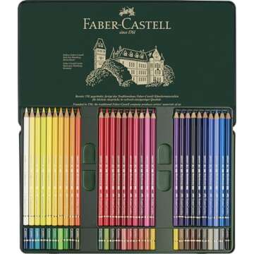 Faber-Castel 110060 Polychromos Colored Pencil Set In Metal Tin, 60 Pieces