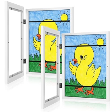 [2-Pack] Kids Art Frames, 8.5x11 Front Opening Kids Artwork Frames Changeable, White Artwork Display...