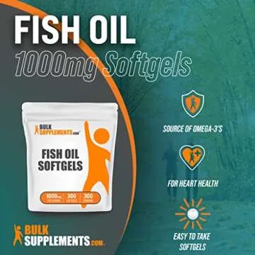 BulkSupplements Fish Oil 1000mg Softgels For Heart & Brain