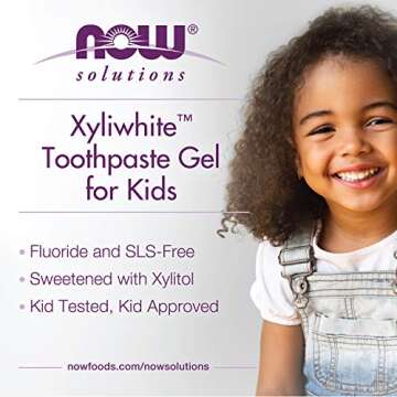 NOW Foods Solutions, Xyliwhite™ Toothpaste Gel for Kids, Strawberry Splash Flavor, Kid Approved! 3-Ounce, packaging may vary