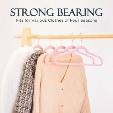 HOUSE DAY Pink Velvet Hangers 60 Pack, Premium Non-Slip Felt Clothes, Sturdy Heavy Duty Coat, Durable Hangers for Suits, Space Saving with No Hanger Mark, 360° Swivel Rotating Rose Gold Hook