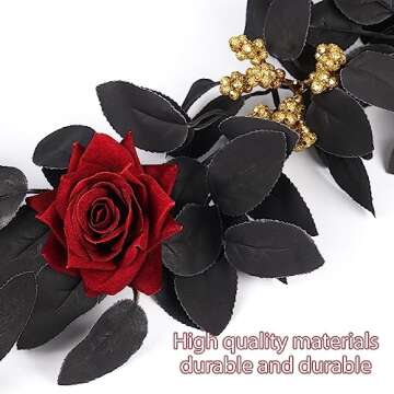 RECUTMS Burgundy Artificial Halloween Garland 5.6 FT Silk Flower Plastic Fake Rose Garland for Wedding Flowers Table Centerpiece Arrangement Teepee Mirror Decor