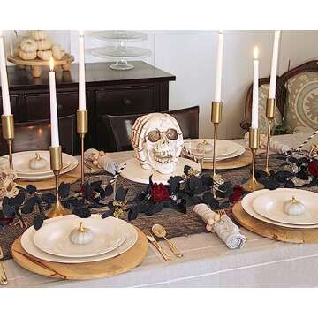 RECUTMS Burgundy Artificial Halloween Garland 5.6 FT Silk Flower Plastic Fake Rose Garland for Wedding Flowers Table Centerpiece Arrangement Teepee Mirror Decor