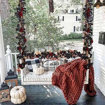 RECUTMS Burgundy Artificial Halloween Garland 5.6 FT Silk Flower Plastic Fake Rose Garland for Wedding Flowers Table Centerpiece Arrangement Teepee Mirror Decor