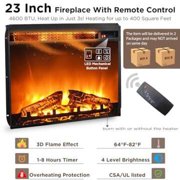 OKD Fireplace TV Stand for 65+ Inch TV, 33" Tall Highboy Farmhouse Entertainment Center w/ 23'' Elec...