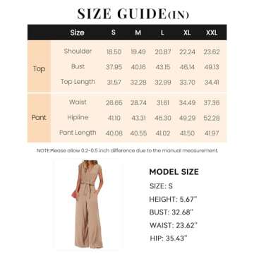 PRETTYGARDEN Vacation Outfits For Women 2025 Crop Tops Flowy Pant Sets 2 Piece Dressy Jumpsuits Summer Beach Wear(Solid Khaki,Medium)