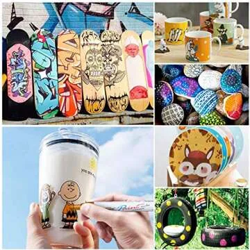 Paint Pens Paint Markers on Almost Anything Never Fade Quick Dry and Permanent, Oil-Based Waterproof Paint Marker Pen Set for Rocks Painting, Wood, Fabric, Plastic, Canvas, Glass, Mugs, DIY Craft