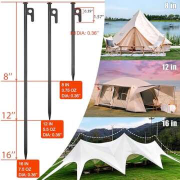 8 Pack Heavy Duty Camping Stakes for Secure Tents Outdoors