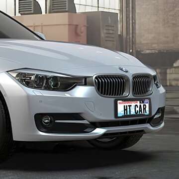 Black Carbon Fiber License Plate Frame, 2 Pack Glossy Waterproof Plastic Number Plate Frame Print Carbon Fiber Pattern for Man and Women (with Fasteners and Screws)