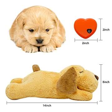 HonourHope Dog Heartbeat Toy for Anxiety Relief, Dog Soft Plush Toy Pet Calming Puppy Behavioral Tra...