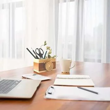 Wooden Camera Pen Holder - Unique Desk Organizer