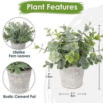 Briful Small Fake Plant Decor - Set of 3 Artificial Potted Plants for Home