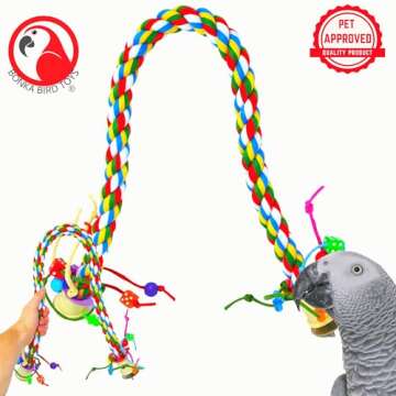 Bonka Bird Toys 1115 Large Rope Charm Perch (36" x 1") Parrot Bird Cage Toy, Conure, African Grey, P...