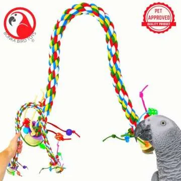 Bonka Bird Toys 1115 Large Rope Charm Perch (36" x 1") Parrot Bird Cage Toy, Conure, African Grey, P...
