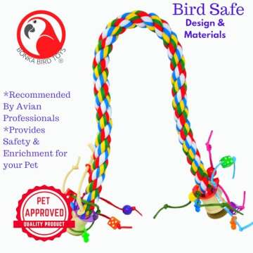 Bonka Bird Toys 1115 Large Rope Charm Perch (36" x 1") Parrot Bird Cage Toy, Conure, African Grey, Pionus, and Similar Sized Birds
