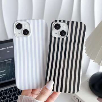 Yeddabox Cute Striped iPhone 13 Case for Women