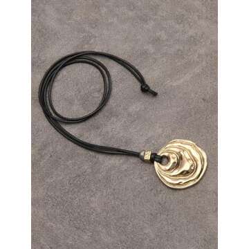 GelConnie Boho Pendant Necklace Long Bohemian Necklace Pendant Choker Gold Wrap Around Black Rope Necklaces for Women